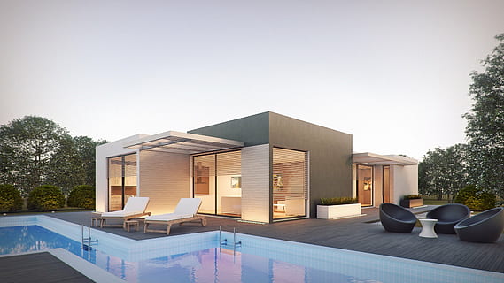 white and gray concrete building and swimming falls, architecture HD wallpaper