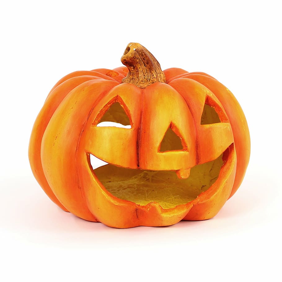 orange Jack-'o-lantern, pumpkin, helloween, deco, decoration HD wallpaper