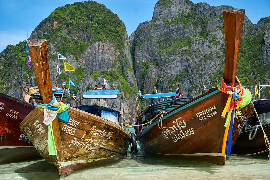 Boats on coast on Thailand, various, nautical Vessel, cultures