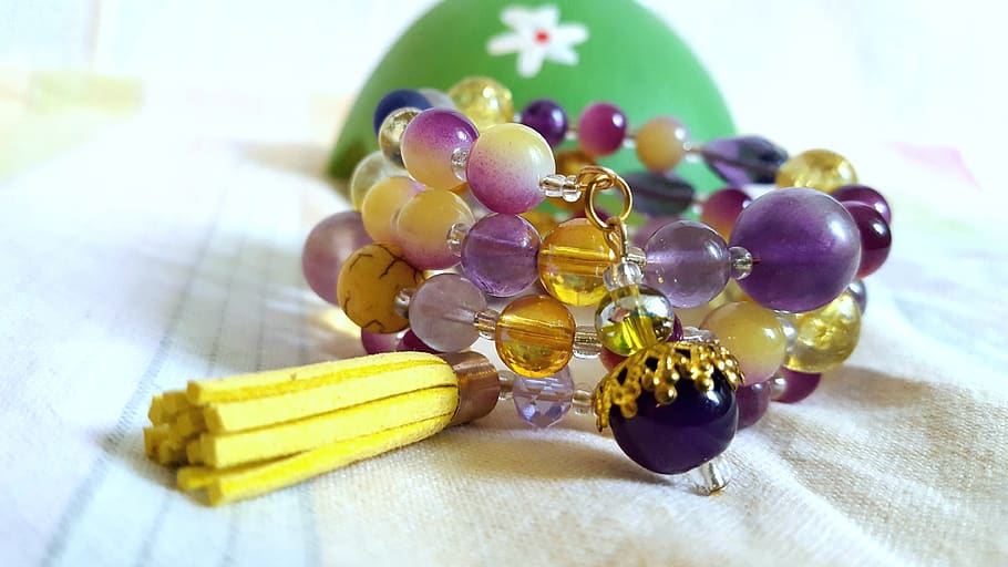 jewelry, gemstone, glass, spring, easter, color, green, purple, HD wallpaper
