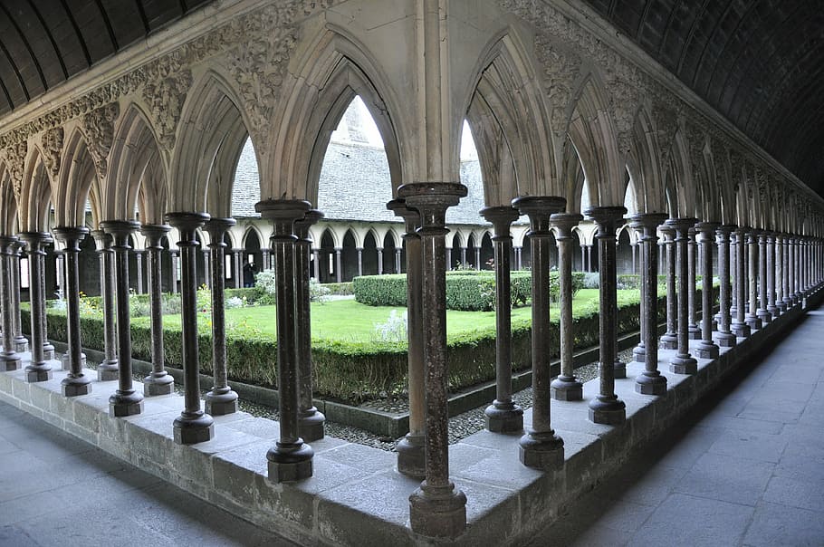 mont saint michel, abbey, church, stones, bell tower, architecture, HD wallpaper