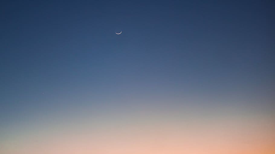 Lost in the morning., low-angle photography of half-moon, astrophotography, HD wallpaper