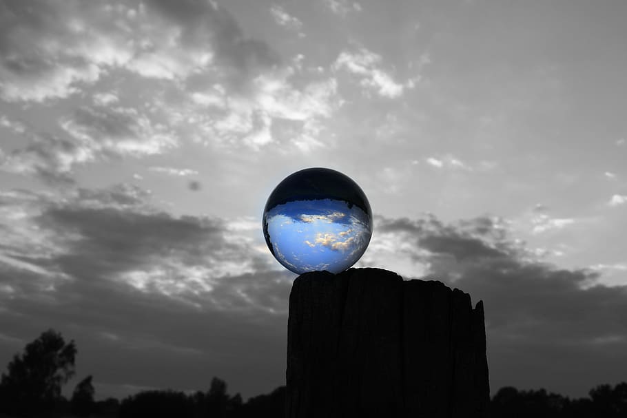 Ball, Mood, Evening, sky, grey, cloud - Sky, cloudscape, black And White HD wallpaper