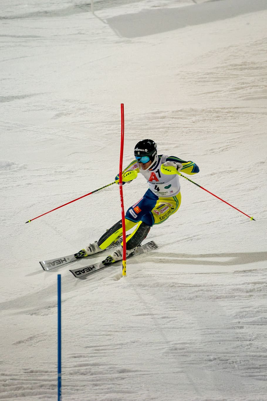 competition, hurry, race, sport, fast, slalom, night race, skiing, HD wallpaper