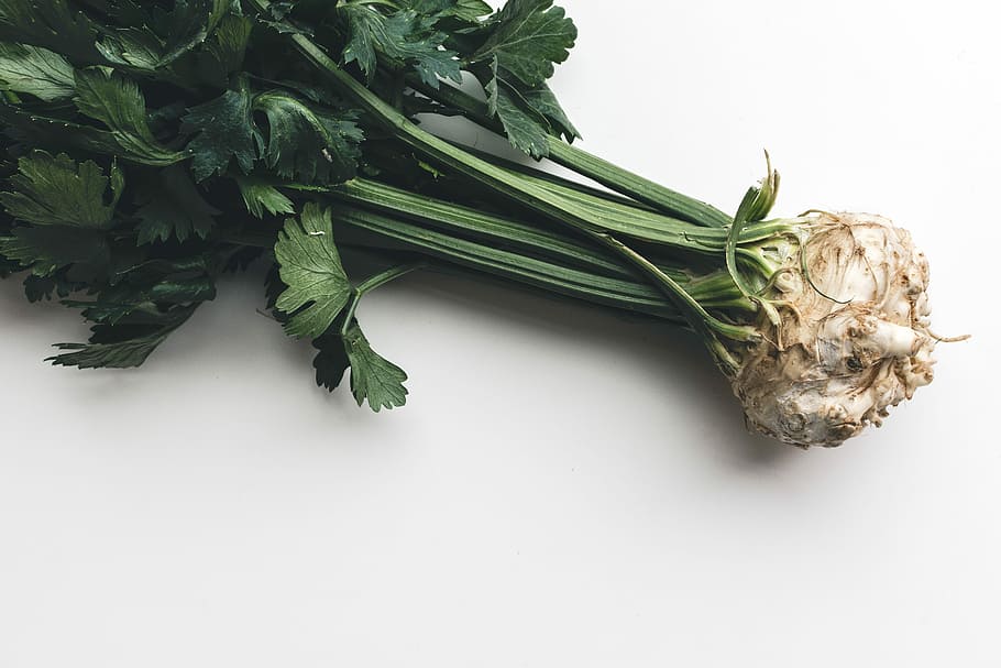 Wonderful healthy celery, vegetables, white background, food