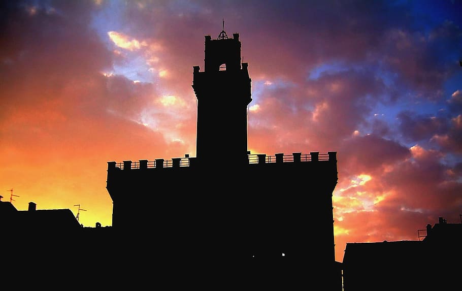 Castle, Sunset, Evening, Sky, evening sky, abendstimmung, afterglow HD wallpaper