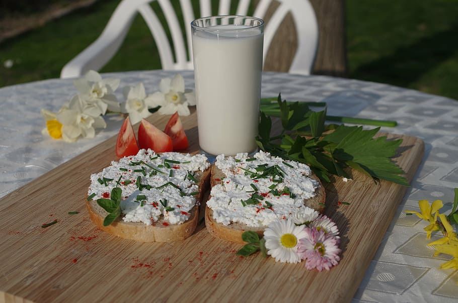 cheese, breads, bryndza, chives, milk, sheep, table, food and drink HD wallpaper