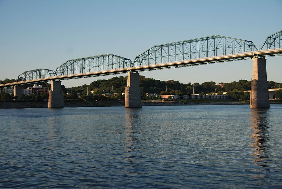 bridge, chattanooga, sunset, built structure, water, connection HD wallpaper