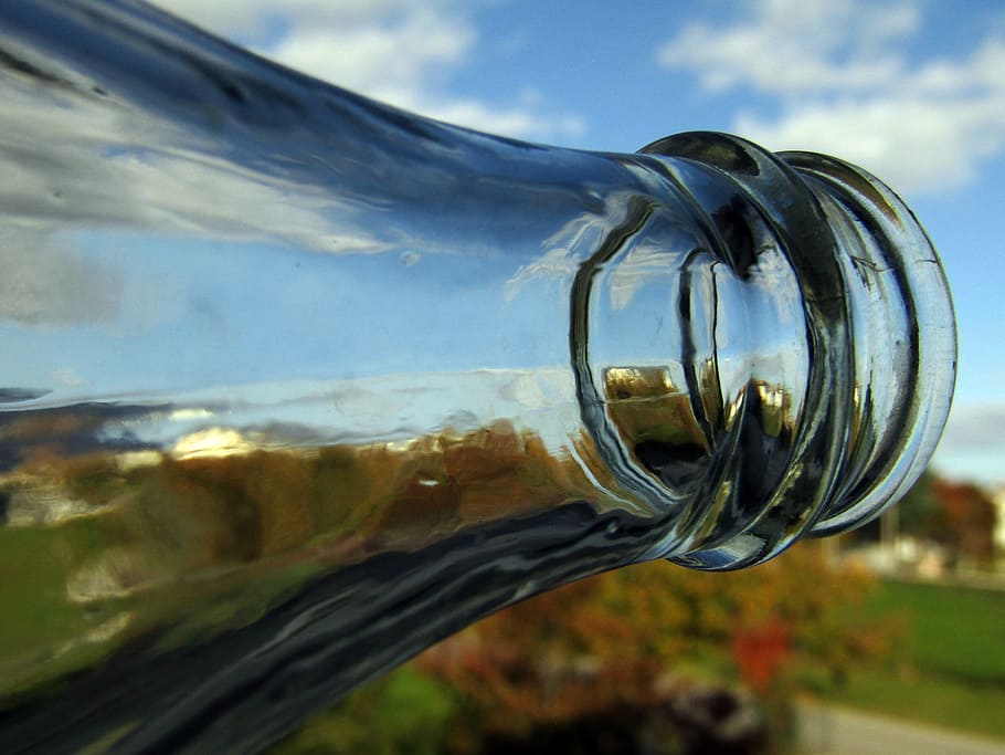 bottle, landscape, color, shadows, lights, sky, nature, close-up HD wallpaper