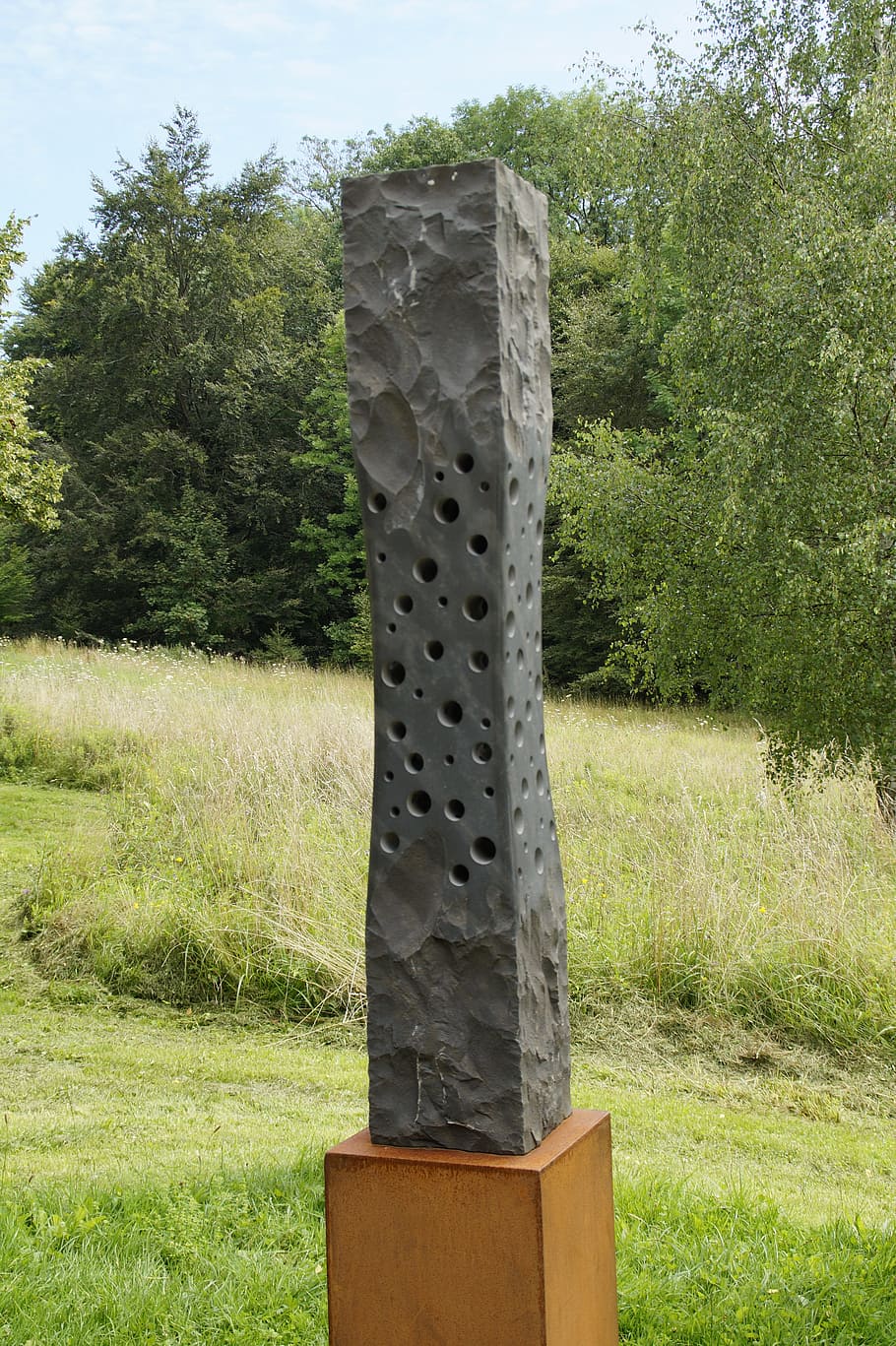 Stele, Art Object, botanical garden, ulm, artwork, stone, modern art HD wallpaper