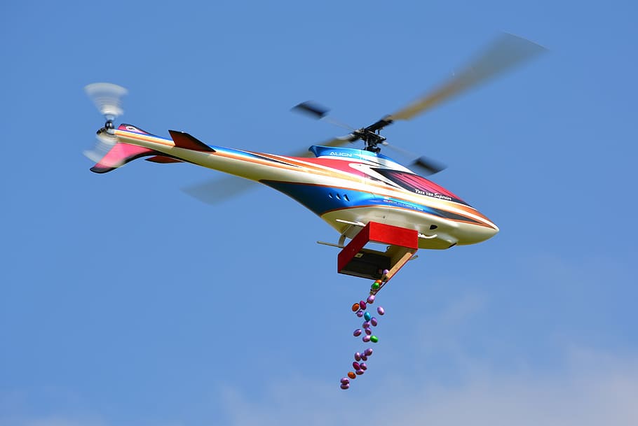 helicopter, easter eggs, dropping, flying, air, air Vehicle HD wallpaper