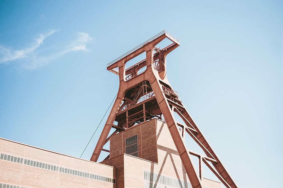 gray steel tower, low angle photo of brown metal tower, architecture HD wallpaper