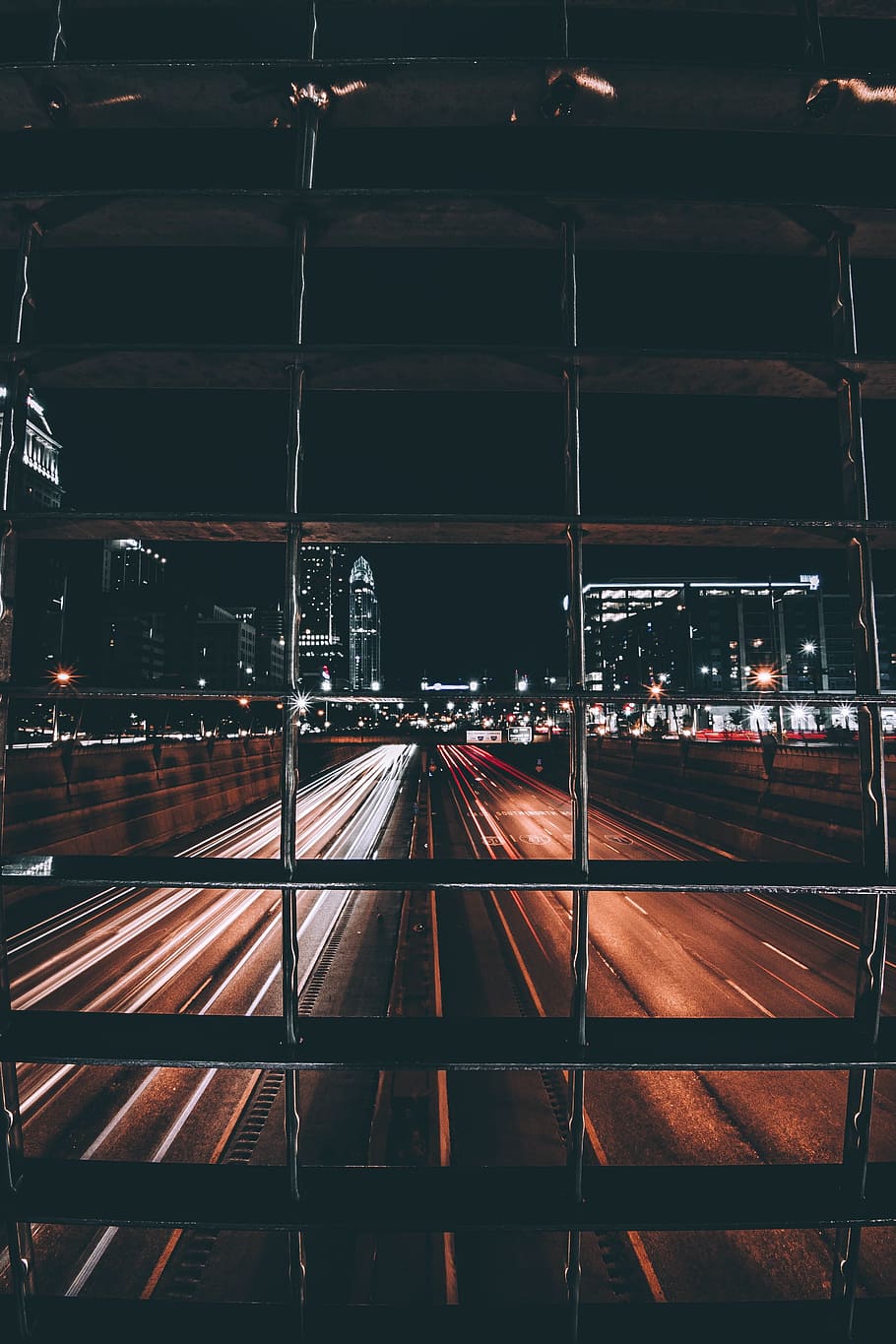 city, buildings, dark, night, light, long exposure, steel, street HD wallpaper