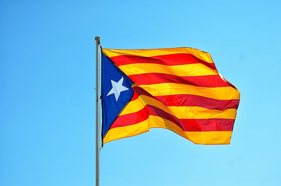 country flag, independence of catalonia, spain, catalan countries, HD wallpaper