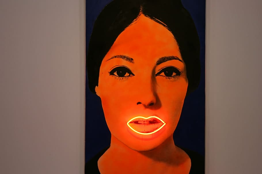 raysse, neon, modern art, pompidou, paris, women, human Face HD wallpaper