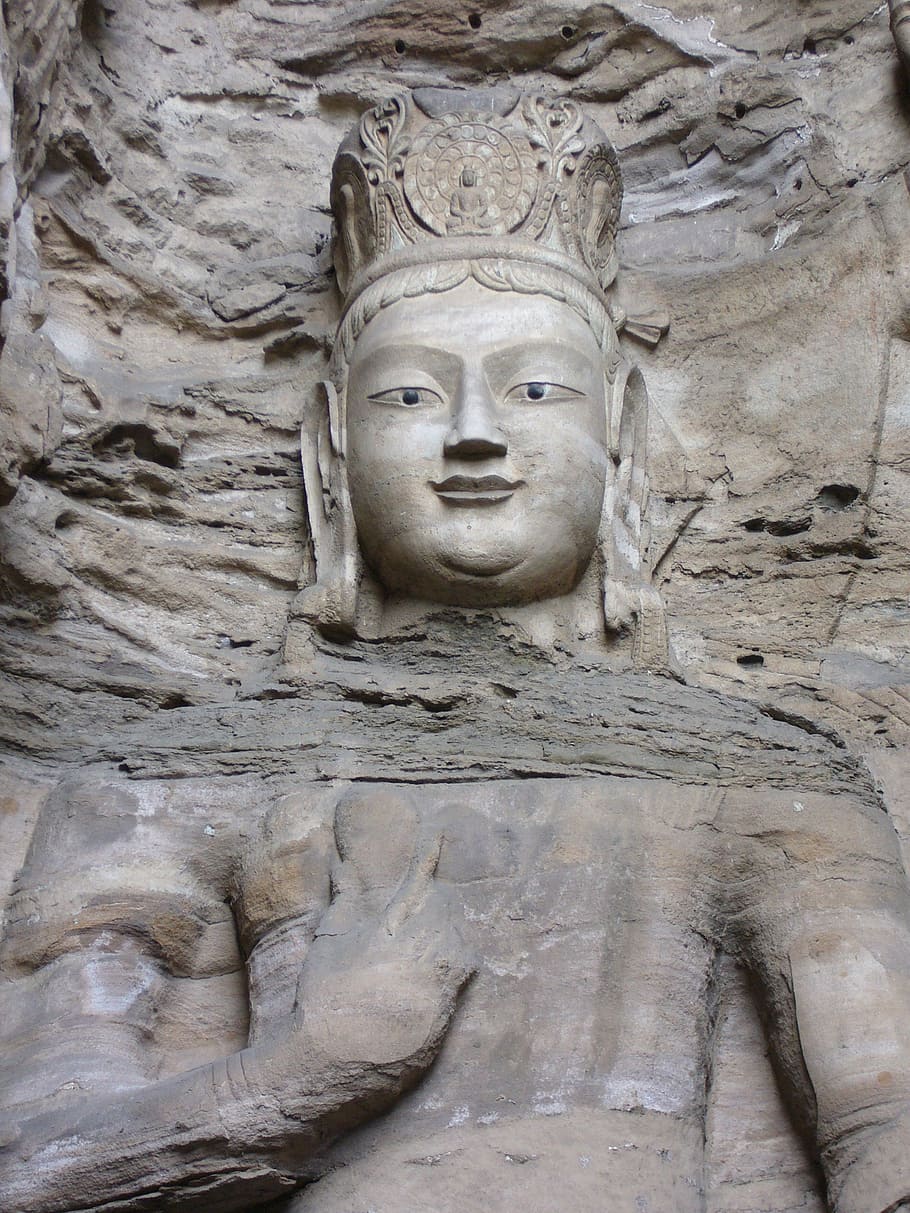 datong, china, buddha, statue, yungang grottoes, sculpture, HD wallpaper
