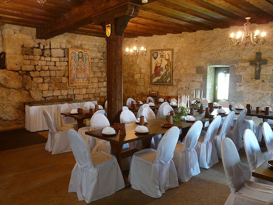 board, rustic, table, eat, celebrate, middle ages, castle hall HD wallpaper