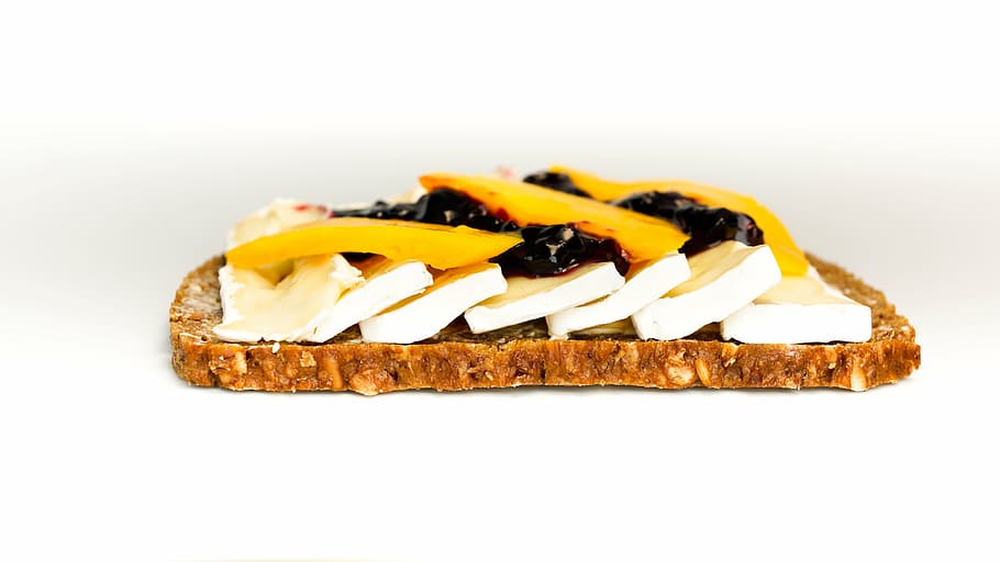 sandwich, bread, cheese, camembert, brie, mango, black currant HD wallpaper