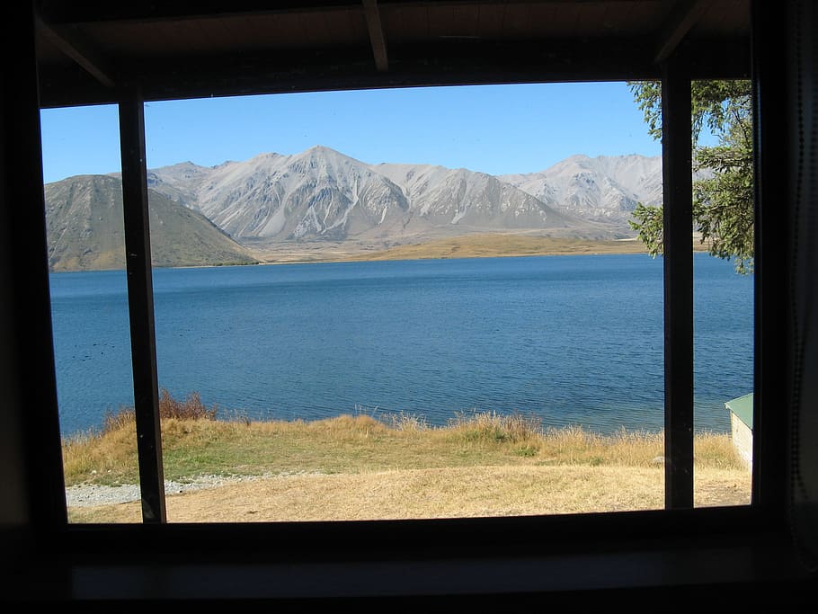 Picturesque, View, Window, Mountains, lake, scenic, scenery HD wallpaper