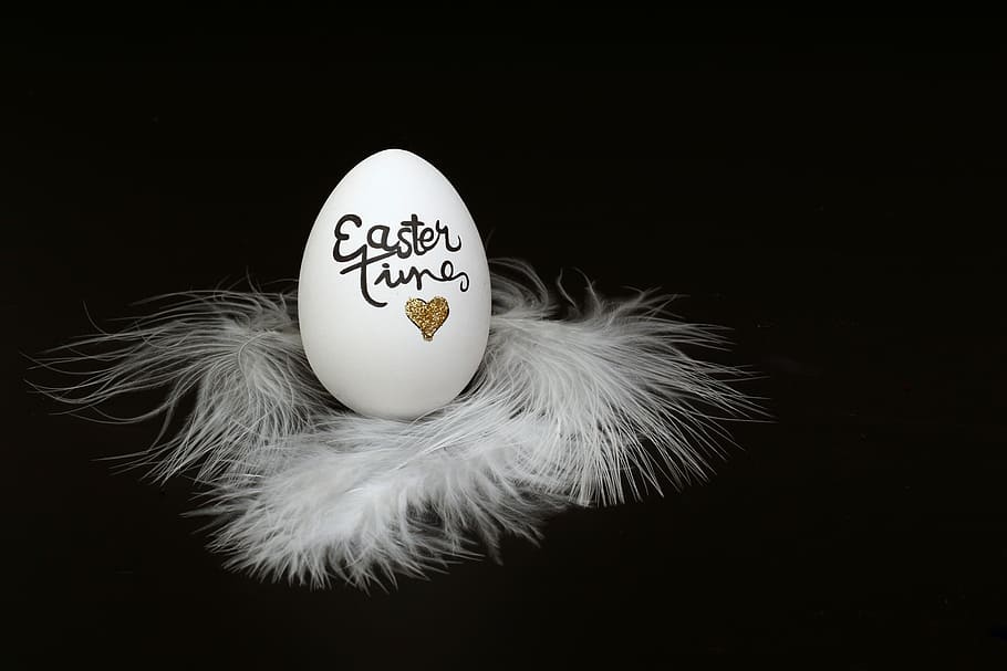 white and black Easter Time easter egg, glass, fragile, feather