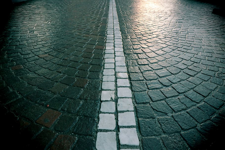 Wet, Road Network, rain, raining, traffic, cycle path, shine, HD wallpaper