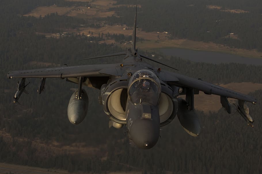 av-8b harrier ii, jet, vtol, aircraft, aviation, flight, fly, HD wallpaper