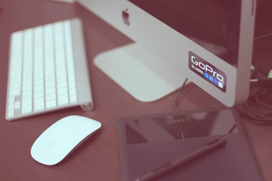 computer, table, work, communication, text, indoors, no people HD wallpaper