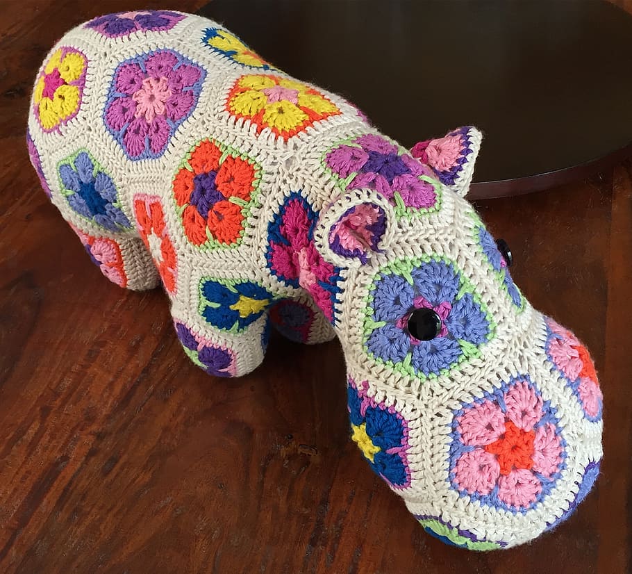 white and pink hippo crochet toy, happypotamus, hippopotamus, HD wallpaper