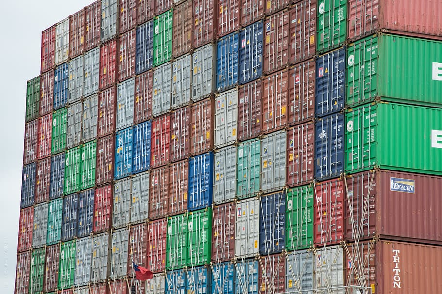 container, freighter, container ship, port, most, cargo, trade in goods HD wallpaper