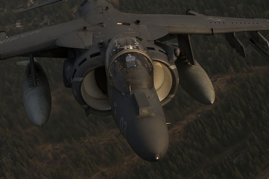 av-8b harrier ii, jet, vtol, aircraft, aviation, flight, fly, HD wallpaper