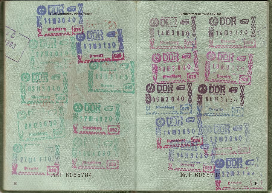 assorted-color stamp collection, passport, transit, visa, ddr HD wallpaper