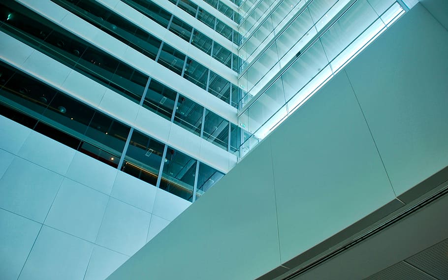 Layers of Light, low angle photography of concrete building, architecture HD wallpaper
