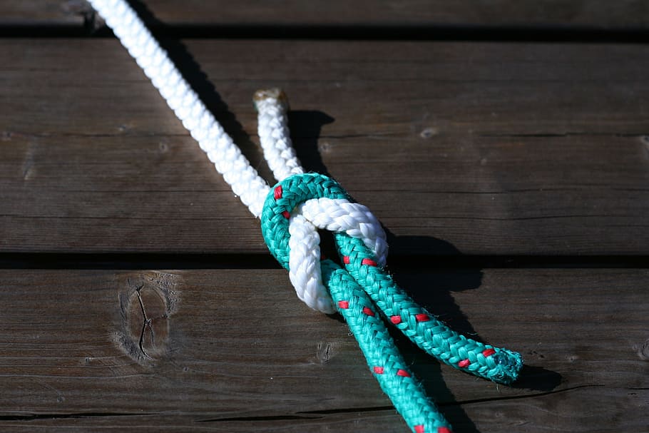 white and green tied rope on wooden surface, knot, connect HD wallpaper