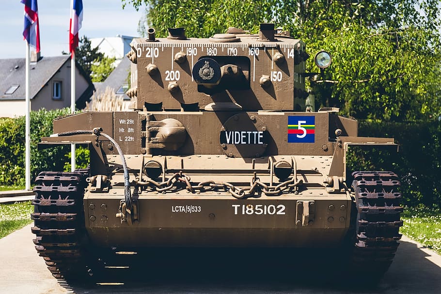 brown military tank near tree, centaur, mk-iv, british, d-day HD wallpaper