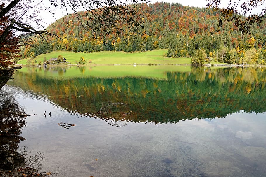 ellmau, scheffau, austria, lake, landscape, nature, mountains, HD wallpaper