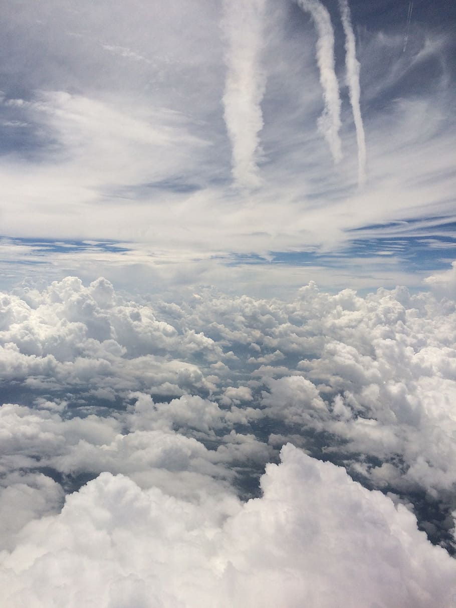clouds under blue sky during daytime, plane, airplane, travel HD wallpaper