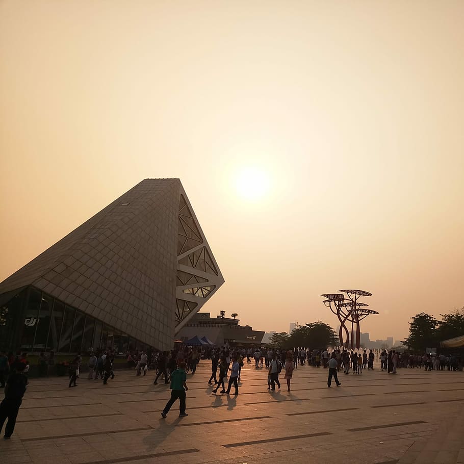 Sunset, Square, Crowd, Visit, the crowd, large group of people HD wallpaper