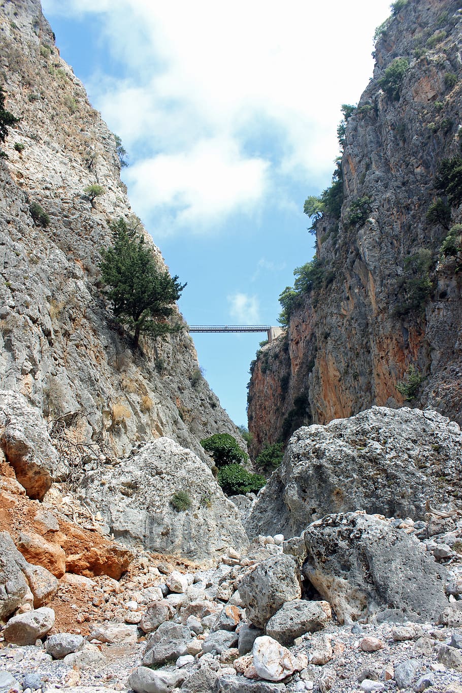aradena, gorge, bridge, crete, island, greece, rocks, extreme HD wallpaper