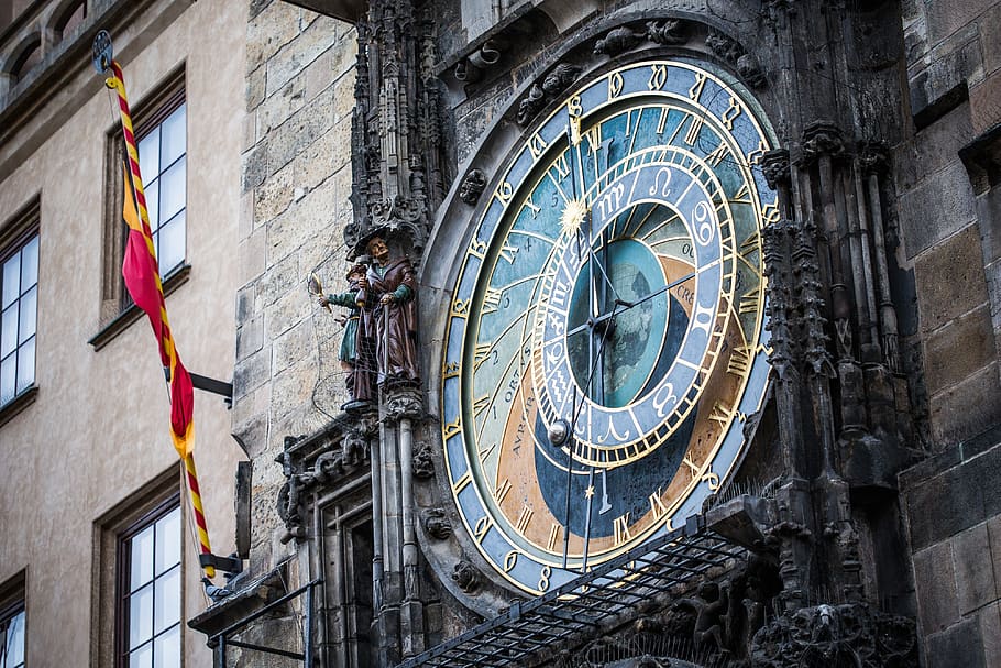 prague, clock, czech republic, architecture, building exterior HD wallpaper