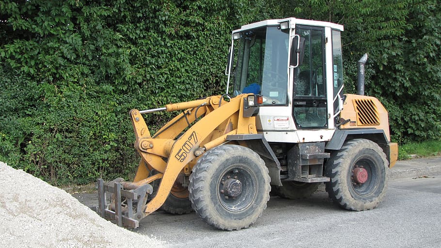 wheel loader, vehicle, construction vehicle, site, pebble, excavators HD wallpaper