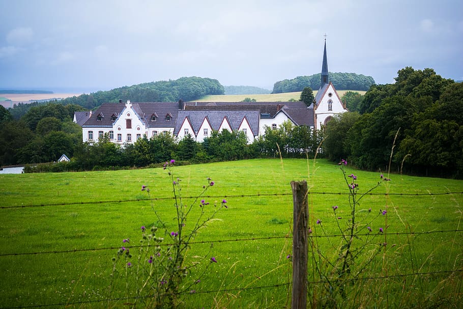 monastery, abbey, church, mariawald, eifel, trappists, religion, HD wallpaper