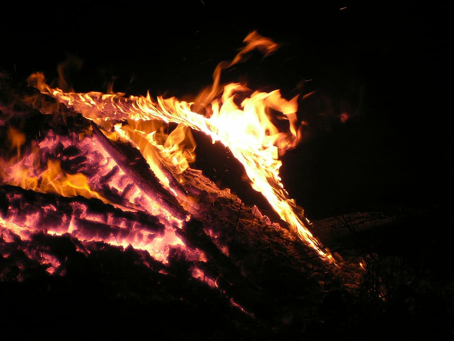 solstice, fire, embers, burning, heat - temperature, flame HD wallpaper