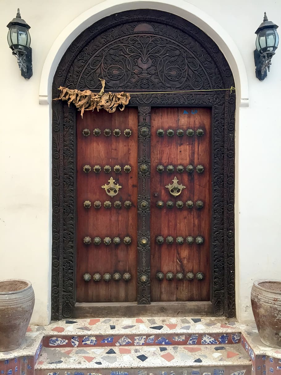 door, zanzibar, architecture, africa, house, old, tanzania