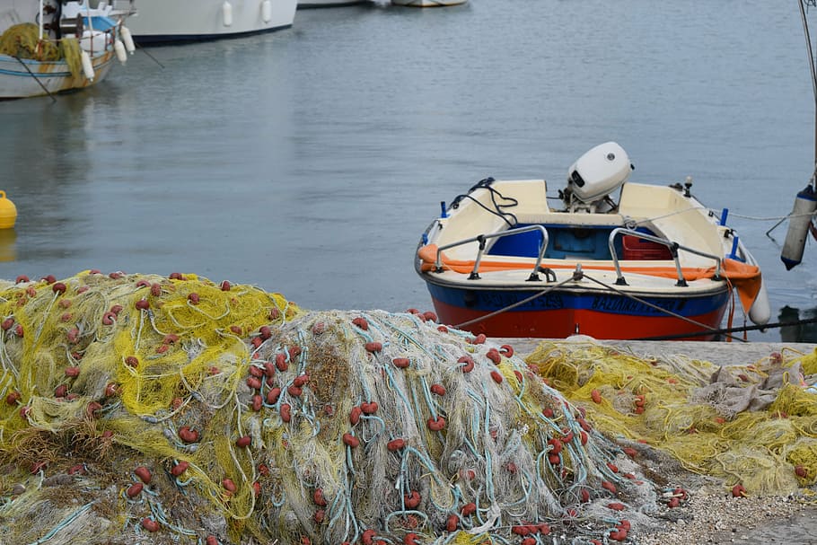 fisherman, ship, network, nautical Vessel, sea, harbor, fishing Industry HD wallpaper
