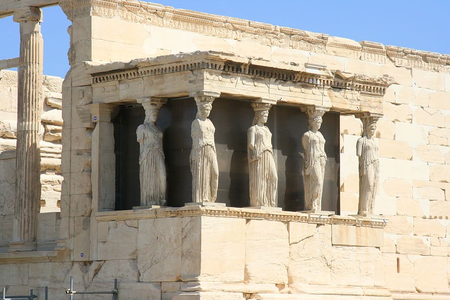 monument, erechtejon, caryatid, architecture, history, the past HD wallpaper
