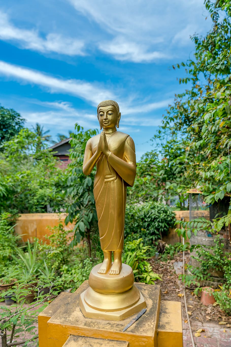 buddha statue, temple, sculpture, human representation, art and craft HD wallpaper