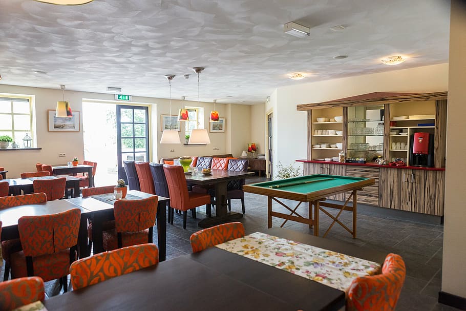 hall, breakfast, room, live, stay, holiday, groningen, billiards HD wallpaper