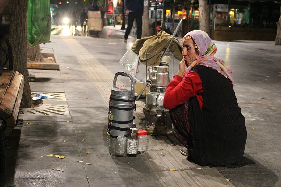 tea, samovar, street, labor, sadness, city, adult, architecture HD wallpaper