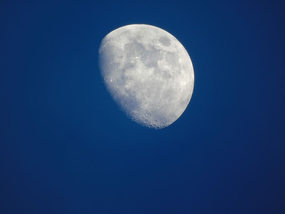 moon, night, sky, astronomy, space, blue, moon surface, beauty in nature HD wallpaper