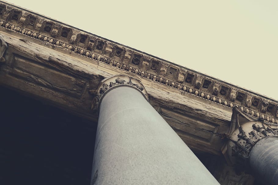 architecture, columns, design, details, pillars, sky, built structure HD wallpaper